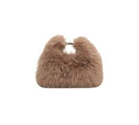 Ulisty Femmes Petit Fausse Fourrure de Renard Pochette Mini Sac de soirée Peluche Sac à épaule Sac à bandoulière Sac Hobo Sac à main kaki