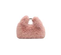 Ulisty Femmes Petit Fausse Fourrure de Renard Pochette Mini Sac de soirée Peluche Sac à épaule Sac à bandoulière Sac Hobo Sac à main rose