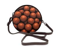 ULKMFFCF Beau sac à bandoulière rond coloré imprimé papillon pour femmes filles sac à bandoulière en cuir pour l'école, le travail, les voyages, Ballon de basket orange., Taille unique