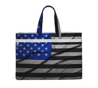 ULKMFFCF Beau sac à documents en toile imprimée à pois avec fermeture éclair et poignée pour l'école, le bureau, les voyages, Drapeau américain à ligne bleue., Taille unique