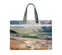 ULKMFFCF Beau sac à documents en toile imprimée avec fermeture éclair et poignée pour l'école, le bureau, les voyages, Belle plage., Taille unique