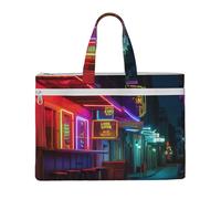 ULKMFFCF Beau sac à documents en toile imprimée avec fermeture éclair et poignée pour l'école, le bureau, les voyages, Barres néons, Taille unique