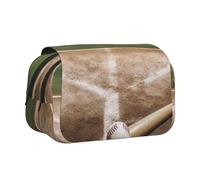 ULKMFFCF Belle trousse à crayons double couche avec imprimé méduses pour étudiants, fournitures scolaires, organisateur de voyage, Terrain de baseball, Taille unique, Cartable