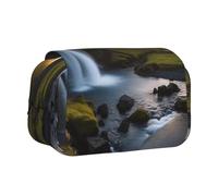 ULKMFFCF Belle trousse à crayons double couche avec imprimé méduses pour étudiants, fournitures scolaires, organisateur de voyage, Belle Islande, Taille unique, Cartable