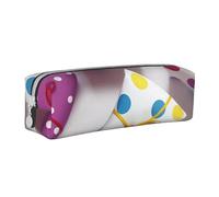 ULKMFFCF Belle trousse à crayons en cuir imprimé à pois - Jolie pochette zippée pour l'école, le bureau, les voyages et le maquillage, blanc, Taille unique, Cartable