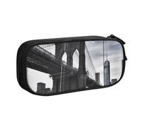 ULKMFFCF Brooklyn Bridge Trousse à crayons avec fermeture éclair pour l'école, le bureau, les voyages et le maquillage Noir Grande capacité, Noir , Taille unique, Cartable
