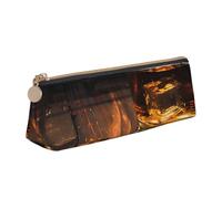 ULKMFFCF Cigar & Whiskey Trousse à crayons triangulaire en cuir avec fermeture éclair pour l'école, le bureau, les voyages et le maquillage, blanc, Taille unique, Cartable