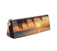 ULKMFFCF Coconut Beach Hamac imprimé triangle trousse à crayons - Jolie pochette en cuir avec fermeture éclair pour l'école, le bureau, les voyages et le maquillage, blanc, Taille unique, Cartable