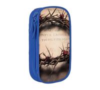 ULKMFFCF Crown of Thorns Trousse à crayons avec impression artistique Noir Grande capacité pour étudiants Papeterie Trousse à crayons pour l'école, le bureau, les voyages et le maquillage, bleu