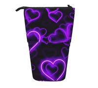 ULKMFFCF Fashion Trousse télescopique avec motif cœurs violets imprimés sur pied - Jolie trousse d'école, trousse de maquillage, trousse de maquillage, porte-stylo, Noir , Taille unique, Cartable