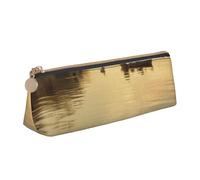 ULKMFFCF Fishing Lake Fishermen Printed Triangle Pencil Case - Cute Leather Zip Pouch for School, Office, Travel and Makeup, blanc, Taille unique, Cartable