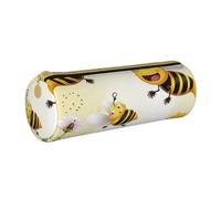 ULKMFFCF Flying Bees Trousse ronde en cuir avec fermeture éclair pour l'école, le bureau, les voyages et le maquillage, blanc, Taille unique, Cartable