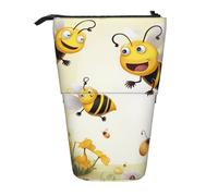ULKMFFCF Flying Bees Trousse télescopique avec imprimé marguerite Miel - Jolie trousse d'école, trousse de maquillage, porte-stylo, Noir , Taille unique, Cartable