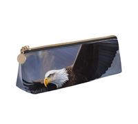 ULKMFFCF Flying Eagle Trousse à crayons triangulaire en cuir avec fermeture éclair pour l'école, le bureau, les voyages et le maquillage, blanc, Taille unique, Cartable