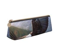 ULKMFFCF Flying Eagle Trousse à crayons triangulaire en cuir avec fermeture éclair pour l'école, le bureau, les voyages et le maquillage, blanc, Taille unique, Cartable