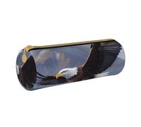 ULKMFFCF Flying Eagle Trousse ronde en cuir avec fermeture éclair pour l'école, le bureau, les voyages et le maquillage, blanc, Taille unique, Cartable