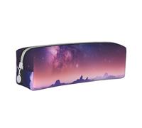 ULKMFFCF Galaxy Stars Hills Trousse à crayons en cuir imprimé - Jolie pochette zippée pour l'école, le bureau, les voyages et le maquillage, blanc, Taille unique, Cartable