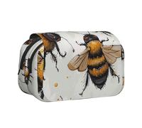 ULKMFFCF Grand Teton Trousse à crayons double couche avec motif parc national pour étudiants, fournitures scolaires, organiseur de voyage, Funny Bees, Taille unique, Cartable