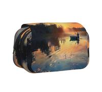 ULKMFFCF Grand Teton Trousse à crayons double couche avec motif parc national pour étudiants, fournitures scolaires, organiseur de voyage, Scène de pêche, Taille unique, Cartable