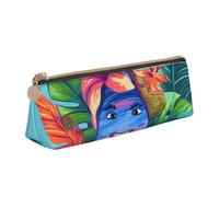 ULKMFFCF Hello Hawaï Trousse à crayons en cuir avec fermeture éclair pour l'école, le bureau, les voyages et le maquillage, blanc, Taille unique, Cartable