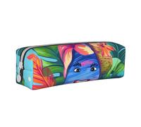 ULKMFFCF Hello Hawaï Trousse à crayons en cuir avec fermeture éclair pour l'école, le bureau, les voyages et le maquillage, blanc, Taille unique, Cartable