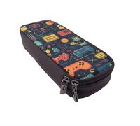 ULKMFFCF Hello Hawaii Trousse à crayons imprimée en cuir synthétique avec fermeture éclair pour l'école, le bureau, les voyages et le maquillage, Modèle de jeu vidéo., Taille unique, Cartable