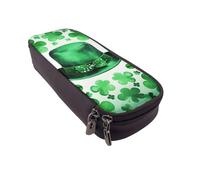 ULKMFFCF Hello Hawaii Trousse à crayons imprimée en cuir synthétique avec fermeture éclair pour l'école, le bureau, les voyages et le maquillage, Happy St Patrick's Day, Taille unique, Cartable