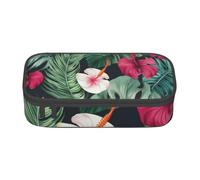 ULKMFFCF Hojas Tropicales y Flores Trousse à crayons avec compartiments - Grande capacité - Pour l'école, le bureau, les voyages, Noir , Taille unique, Cartable