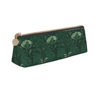ULKMFFCF Hunter Trousse à crayons triangulaire en cuir avec motif floral et pétales - Jolie pochette zippée pour l'école, le bureau, les voyages et le maquillage, blanc, Taille unique, Cartable