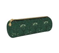 ULKMFFCF Hunter Trousse ronde en cuir avec fermeture éclair pour l'école, le bureau, les voyages et le maquillage Vert, blanc, Taille unique, Cartable