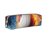 ULKMFFCF Ice and Fire Trousse à crayons en cuir imprimé volleyball - Jolie pochette zippée pour l'école, le bureau, les voyages et le maquillage, blanc, Taille unique, Cartable