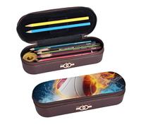 ULKMFFCF Ice and Fire Trousse à crayons rigide en cuir synthétique avec fermeture éclair pour l'école, le bureau, les voyages et le maquillage, Noir , Taille unique, Cartable