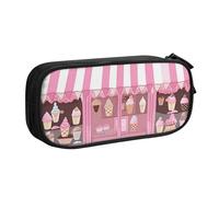 ULKMFFCF Ice Cream Store Trousse à crayons avec fermeture éclair pour l'école, le bureau, les voyages et le maquillage Noir, Noir , Taille unique, Cartable