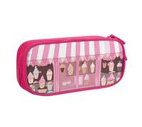 ULKMFFCF Ice Cream Store Trousse à crayons avec fermeture éclair pour l'école, le bureau, les voyages et le maquillage Noir, rose, Taille unique, Cartable