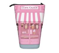 ULKMFFCF Ice Cream Store Trousse à crayons télescopique avec imprimé rose - Jolie trousse d'école, trousse de maquillage, trousse de maquillage, porte-stylo, Noir , Taille unique, Cartable