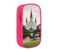 ULKMFFCF Jackson Trousse à crayons carrée imprimée - Noire - Grande capacité - Pour l'école, le bureau, les voyages, le maquillage, rose, Taille unique, Cartable