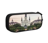 ULKMFFCF Jackson Trousse à crayons carrée imprimée noire - Jolie trousse à crayons avec fermeture éclair pour l'école, le bureau, les voyages et le maquillage, Noir , Taille unique, Cartable