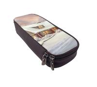 ULKMFFCF Jackson Trousse carrée imprimée en cuir synthétique avec fermeture éclair pour l'école, le bureau, les voyages et le maquillage, Maison dans la neige, Taille unique, Cartable