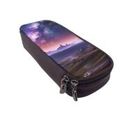 ULKMFFCF Jackson Trousse carrée imprimée en cuir synthétique avec fermeture éclair pour l'école, le bureau, les voyages et le maquillage, Galaxie, étoiles et collines, Taille unique, Cartable