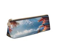 ULKMFFCF Japan Mount Fuji Trousse à crayons triangulaire imprimée paysage - Jolie pochette zippée en cuir pour l'école, le bureau, les voyages et le maquillage, blanc, Taille unique, Cartable