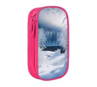 ULKMFFCF Jolie trousse à crayons avec imprimé paysage de neige - Noir - Grande capacité - Pour l'école, le bureau, les voyages, le maquillage, rose, Taille unique, Cartable