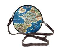 ULKMFFCF Kauai Sac à bandoulière rond en cuir imprimé hawaïen pour femme et fille pour l'école, le travail, les voyages, Carte de la Grèce, Taille unique