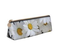 ULKMFFCF Marguerites Trousse Triangle Imprimé Blanc - Jolie pochette en cuir avec fermeture éclair pour l'école, le bureau, les voyages et le maquillage, blanc, Taille unique, Cartable