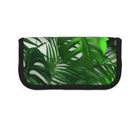 ULKMFFCF Monstera Trousse à crayons en toile imprimée feuilles de bananier - Grande capacité pour l'école, le bureau, les stylos, les cosmétiques, Noir , Taille unique, Cartable