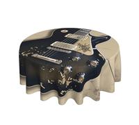 ULKMFFCF Nappe ronde imprimée de guitare musicale de 152,4 cm en tissu lavable pour cuisine, salle à manger, fêtes, mariages, festivals