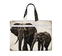ULKMFFCF Oodles of Caniches Sac à documents en toile imprimée avec fermeture éclair et poignée pour l'école, le bureau, les voyages, Éléphant ancien et jeune éléphant., Taille unique