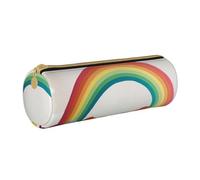 ULKMFFCF Petite trousse à crayons ronde imprimée arc-en-ciel - Jolie pochette en cuir avec fermeture éclair pour l'école, le bureau, les voyages et le maquillage, blanc, Taille unique, Cartable