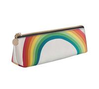 ULKMFFCF Petite trousse à crayons triangle imprimé arc-en-ciel - Jolie pochette en cuir avec fermeture éclair pour l'école, le bureau, les voyages et le maquillage, blanc, Taille unique, Cartable