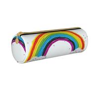 ULKMFFCF Petite trousse ronde imprimée arc-en-ciel - Jolie pochette en cuir avec fermeture éclair pour l'école, le bureau, les voyages et le maquillage, blanc, Taille unique, Cartable