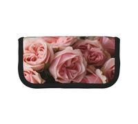 ULKMFFCF Pink_Roses Trousse à crayons en toile imprimée - Grande capacité pour l'école et le bureau, Noir , Taille unique, Cartable